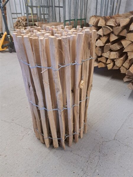 NEU Staketenzaun Eiche 80 cm hoch, 5m-Rolle, Lattabstand ca 2-4cm